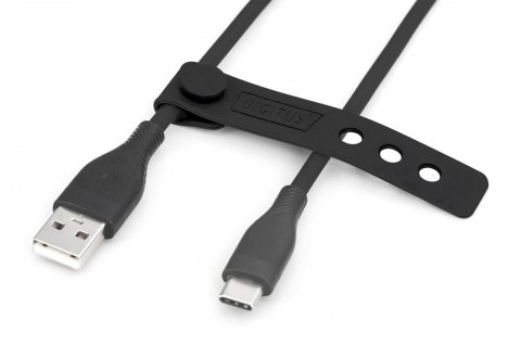 Kabel połączeniowy silikonowy USB-A - USB-C, USB 2.0 60W, 1m Czarny