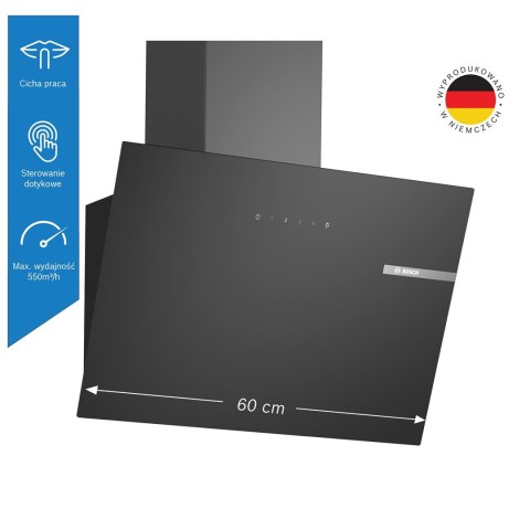 Okap kominowy BOSCH DWK65DK60 Serie 2 60 cm | 550 m3/h | TouchControl | LED | czarny