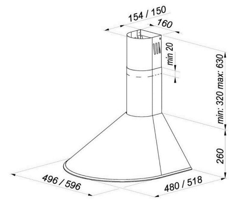 Okap kominowy MAAN Mix 3 60 cm | LED | biały