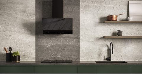 Okap kominowy MAAN Vertical Glass 60 cm | LED | czarne szkło