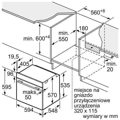 Piekarnik elektryczny Bosch HBA334EB4 Serie 4 71 l | termoobieg 3D | EcoClean Direct | prowadnice teleskopowe | czarny