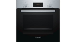 Piekarnik elektryczny Bosch HBF114ES0 Serie 2 66 l | termoobieg 3D | prowadnice teleskopowe | asystent czyszczenia | czarno-sreb