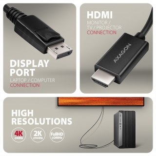 RVD-HI20C2 Adapter aktywny DisplayPort -> HDMI 1.4, 4K/60Hz, kabel 1,8m AXAGON