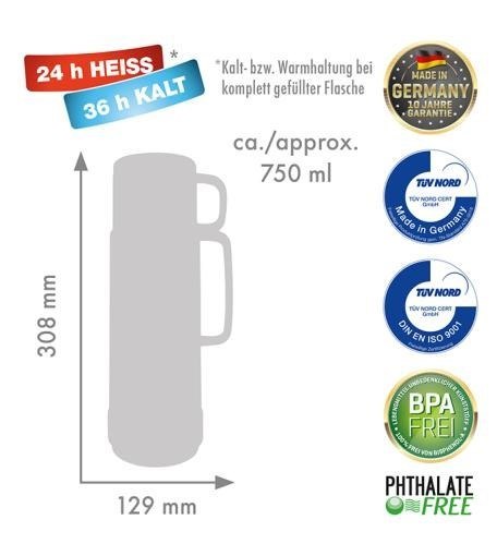 ROTPUNKT TERMOS SZKLANY POJ. 0,750 L, SHINY GRAPE