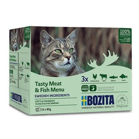 Bozita Kawałki w Galaretce z Rybą i Mięsem Multibox - mokra karma dla kota - 12 x 85 g