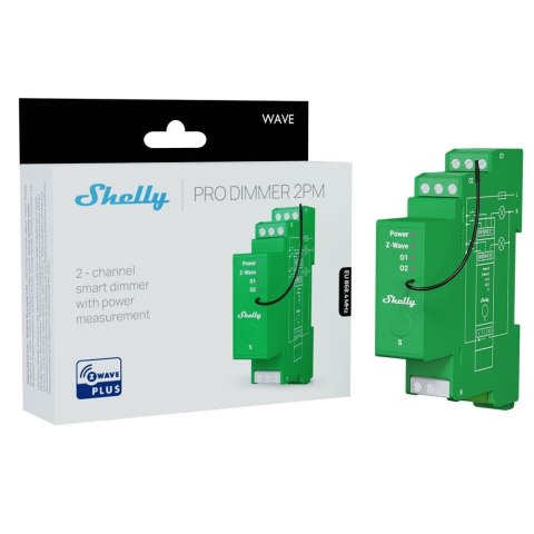 Inteligentny ściemniacz oświetlenia Z-Wave Shelly Wave Pro Dimmer 2PM (OUTLET)