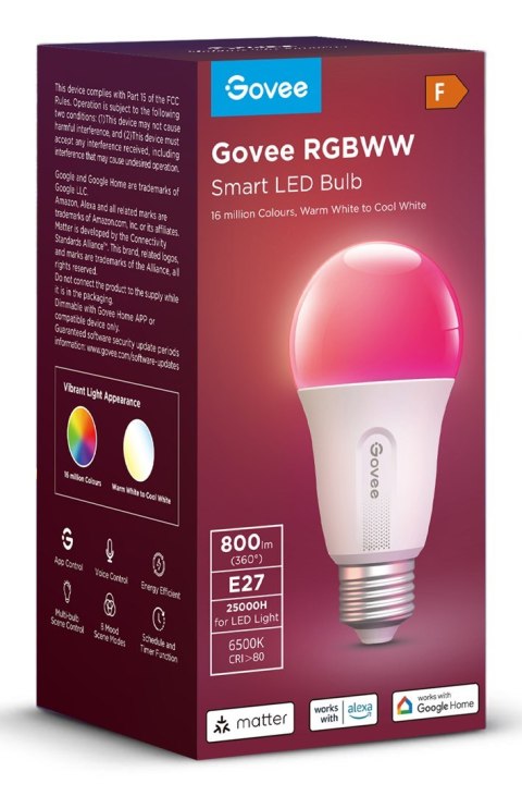 Govee Smart żarówka RGB 800LM, Wi-Fi + Bluetooth H6004CC1