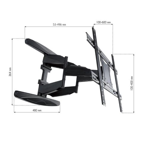 Uchwyt ścienny do TV LCD/LED 40-80cali 50kg VESA pełna regulacja czarny