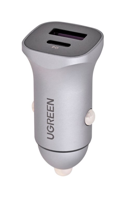 Ugreen ładowarka samochodowa USB Typ C / USB 24W Power Delivery Quick Charge szary (30780)