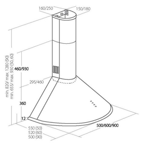 Okap kominowy AKPO WK-4 DANDYS 50 cm | LED | czarny