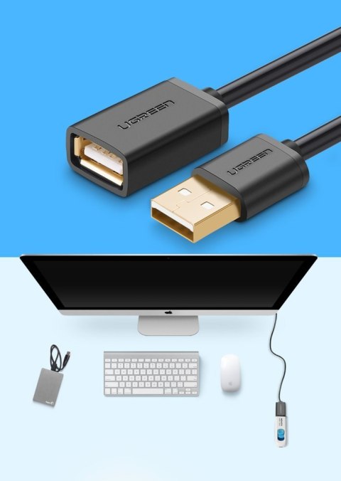 Przedłużacz do kabla przewodu USB 2m czarny UGREEN