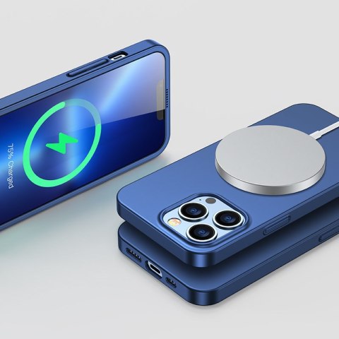 Etui pokrowiec do iPhone 13 Pro Max obudowa na tył i przód + szkło hartowane niebieski