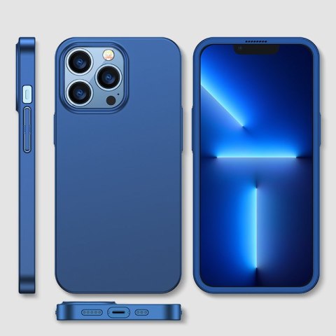 Etui pokrowiec do iPhone 13 Pro Max obudowa na tył i przód + szkło hartowane niebieski
