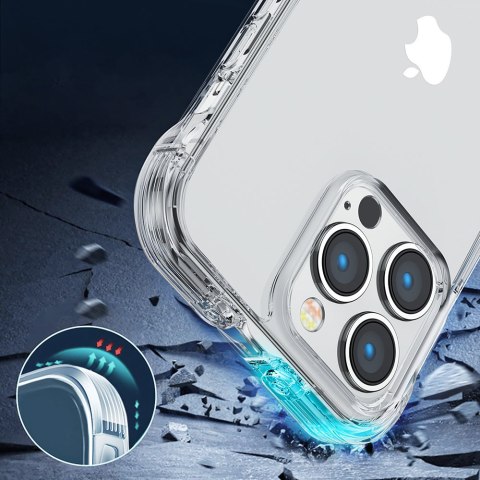 Etui pokrowiec do iPhone 14 pancerna obudowa z haczykami podstawką przezroczysty