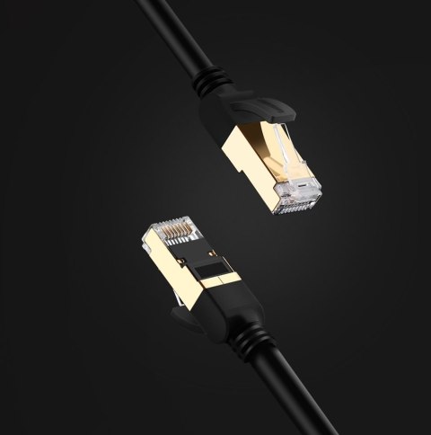 Kabel przewód patchcord sieciowy LAN RJ45 Cat 7 STP 10Gbps 2m czarny