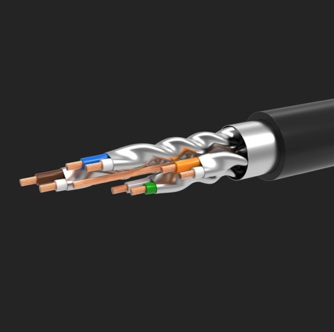 Kabel przewód patchcord sieciowy LAN RJ45 Cat 7 STP 10Gbps 2m czarny