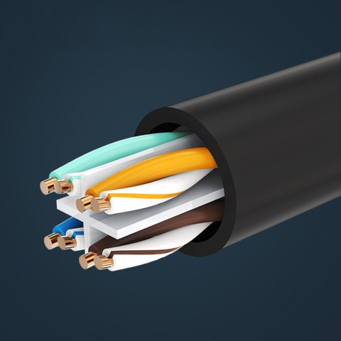 Przedłużacz kabla sieciowego LAN Ethernet RJ45 F/UTP Cat. 6 1000Mb/s 0.5m czarny UGREEN