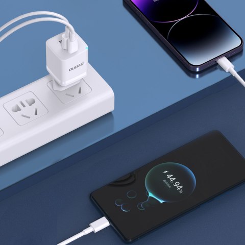 Ładowarka sieciowa GaN 33W PPS USB-C USB-A biała DUDAO