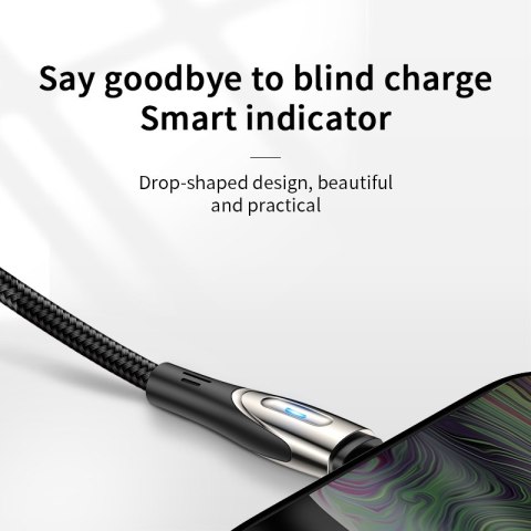 Kabel przewód USB-A - microUSB 3A wskaźnik ładowania 2m czarny