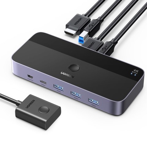 2w1 Przełącznik switch HDMI / USB-A / USB-B / USB-C / microUSB czarny UGREEN