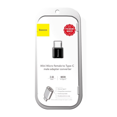 Adapter Mini przejściówka z micro USB na USB-C - czarny BASEUS