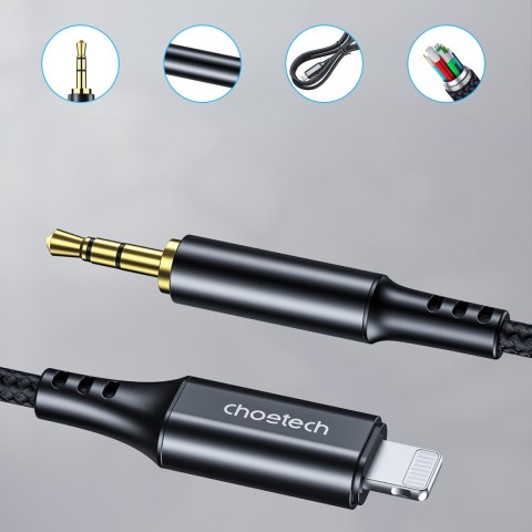 Kabel przewód audio AUX iPhone Lighting - mini jack 3.5mm 2 m - czarny CHOETECH