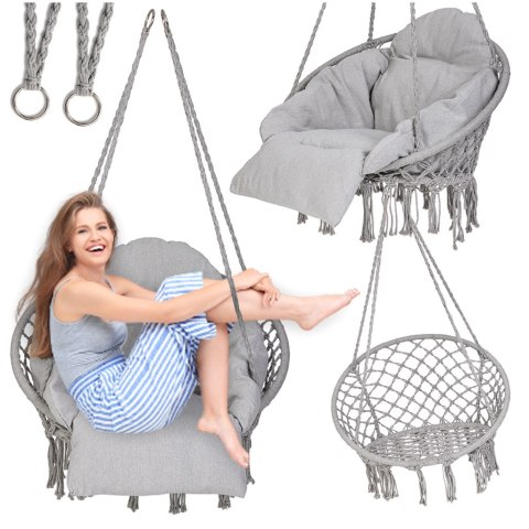 Huśtawka ogrodowa LUARO bocianie gniazdo z poduszką XXL szare 80cm 150kg Kik Sp. z o. o. Sp. k.