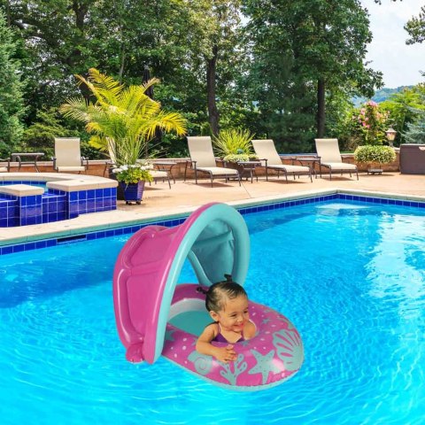 Kółko do pływania koło dmuchane dla niemowląt pontonik z daszkiem BESTWAY 34091 różowe Kik Sp. z o. o. Sp. k.