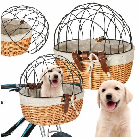Koszyk wiklinowy na rower z kratką metalową transporter dla kota psa Kik Sp. z o. o. Sp. k.