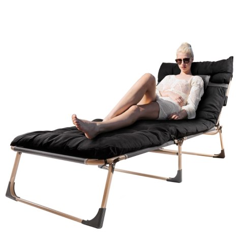 Łóżko polowe LUARO turystyczne składane leżak biznesowy 193 cm czarny Kik Sp. z o. o. Sp. k.