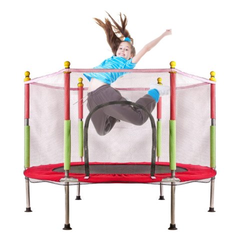 Trampolina do domu ogrodu dla dzieci siatka piłki 140cm 55inch czerwona Kik Sp. z o. o. Sp. k.
