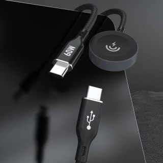 2w1 Kabel przewód z ładowarką do Apple Watch + wtyczka USB-C PD 60W - czarna DUDAO
