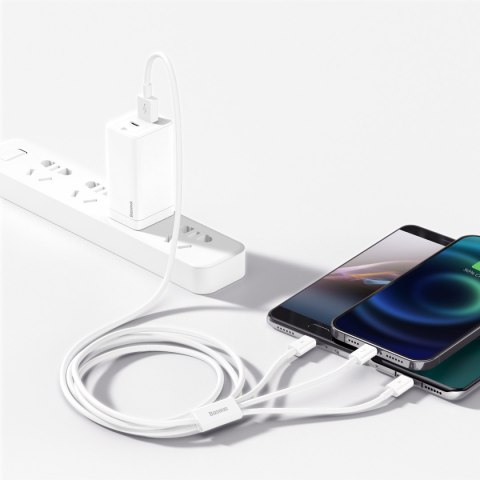 3w1 Kabel przewód Superior Series USB-A - USB-C / Lightning / micro USB 3.5A 1m - biały BASEUS