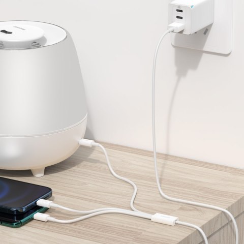 3w1 Kabel przewód Superior Series USB-A - USB-C / Lightning / micro USB 3.5A 1m - biały BASEUS