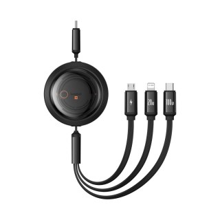 3w1 Kabel uniwersalny zwijany USB-C - Lightning / USB-C / micro USB 100W 1.1m - czarny BASEUS