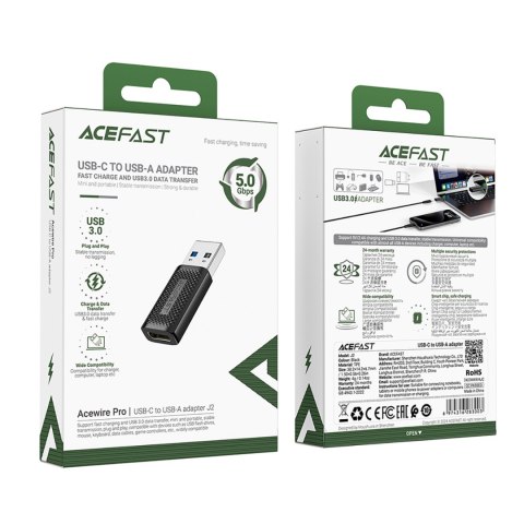 Adapter przejściówka USB-C do USB-A 3.0 (męski) 5Gb/s - czarny ACEFAST