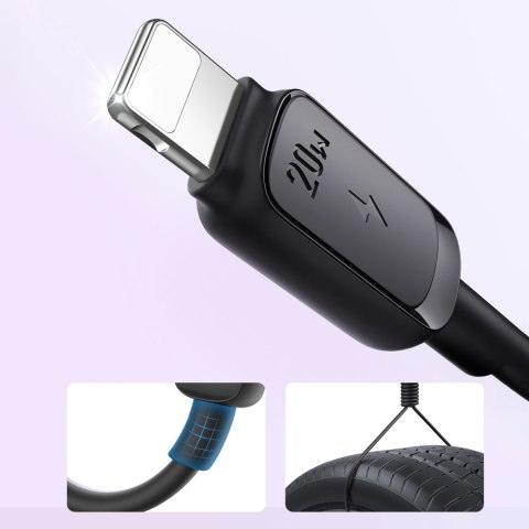 Kabel przewód Multi-Color Series A14 USB-C - iPhone Lightning 20W 1.2 m - czarny JOYROOM