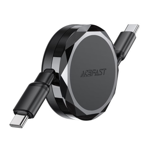 Kabel przewód USB-C - USB-C zwijany z organizerem 60W - czarny