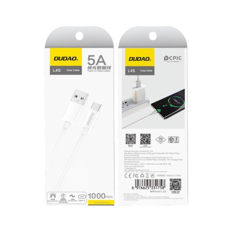Kabel przewód do ładowania L4ST USB-A - USB-C 2A 1m - biały DUDAO