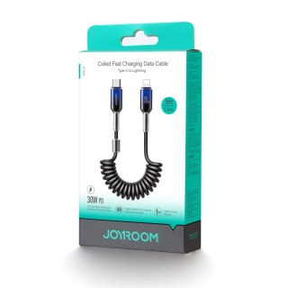 Kabel przewód spiralny USB-C - iPhone Lightning Crystal-Clear Series 30W 1.5m - czarny JOYROOM