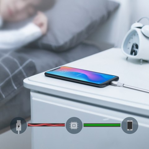 Kabel przewód w oplocie USB-A - USB-C QC 3.0 3A 1m - biały UGREEN