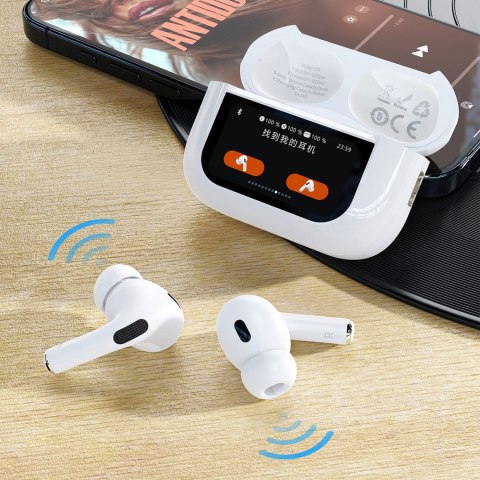 Słuchawki U19 douszne TWS bezprzewodowe Bluetooth 5.3 z wyświetlaczem LED - białe DUDAO