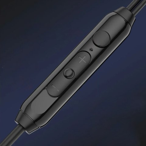 Słuchawki douszne przewodowe z mikrofonem i pilotem USB-C 1.2 m - czarne DUDAO