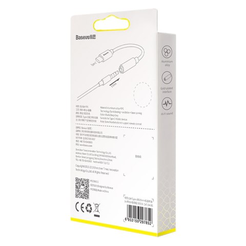 Adapter przejściówka do słuchawek USB-C - mini jack 3.5mm DAC 24 bit 48KHz - szary BASEUS