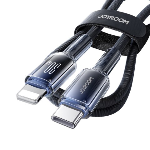 Kabel przewód Crystal-Clear Series 30W USB-C - iPhone Lightning 1.2m - czarny
