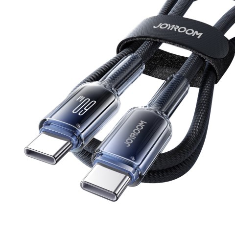 Kabel przewód Crystal-Clear Series 60W USB-C - USB-C 1.2m - czarny