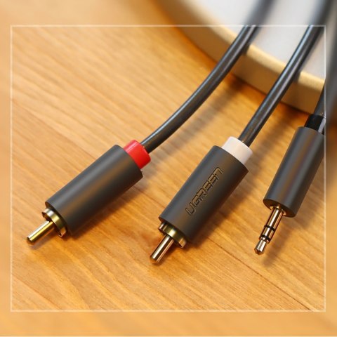 Kabel przewód audio 3.5mm minijack (męski) - 2RCA (męski) 5m - szary UGREEN