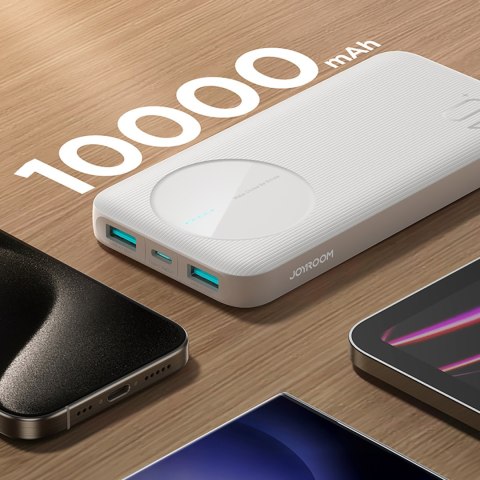 Powerbank JR-PBF12 10000mAh 2.4A 2x USB-A 1x USB-C - biały