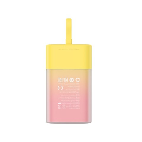 Powerbank Popsicle 5200mAh 20W z kablem Lightning 60W/20V/3A/30cm - zółto-różowy