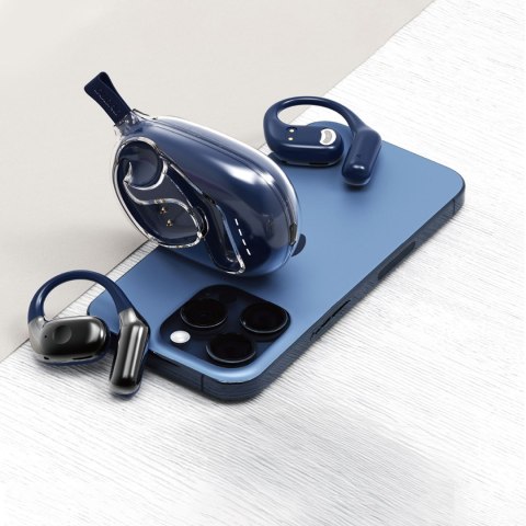 Słuchawka biznesowa Bluetooth 5.3 OWS USB-C - granatowa DUDAO